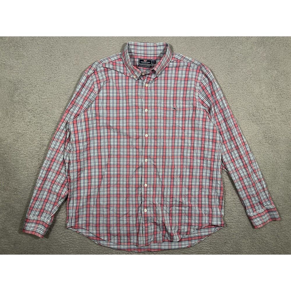 Vineyard Vines Classic Fit Tucker Shirt Mens XL Pink Green Plaid Button Up‎
